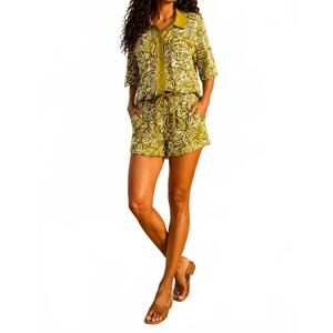 NEW LITTLE SECRET OF MINE tropical breeze blouse & elastic waist shorts crochet